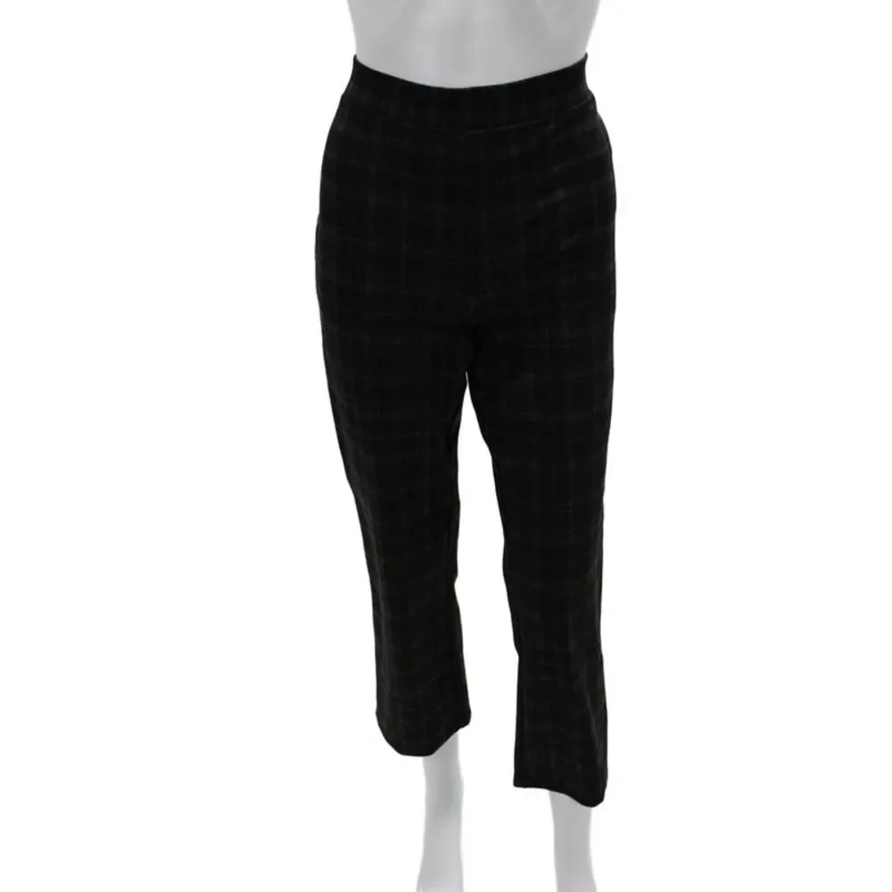 Sanctuary Women Cropped Plaid Wool Blend Pants Black Size M